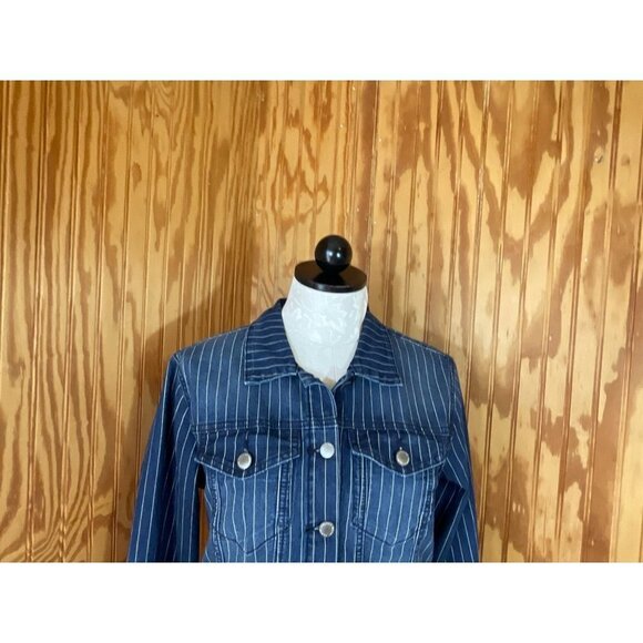 Velvet Heart Denim Jean Jacket Long Sleeve Pockets Pinstripe Blue Sz S NWT - Picture 4 of 10